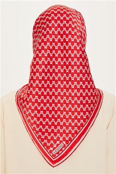 Armine Geometrik Desenli Sura Saf İpek Eşarp 9226D 81 52