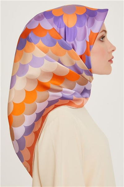 Armine Geometrik Desenli Sura Saf İpek Eşarp 9212D 41