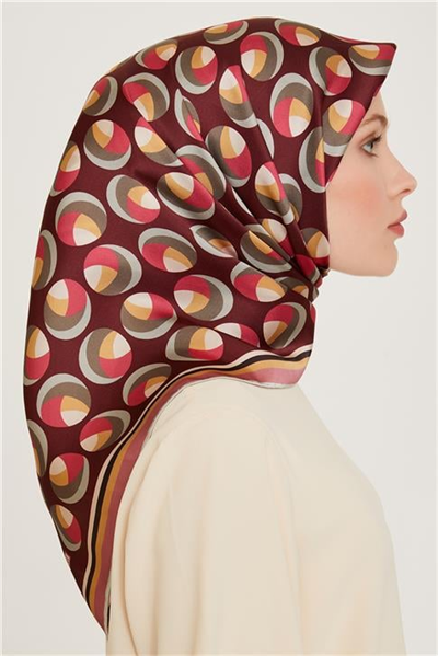 Armine Geometrik Desenli Sura Saf İpek Eşarp 9219D 05 37