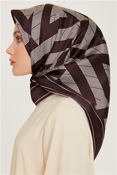 Armine Geometrik Desenli Sura Saf İpek Eşarp 9255D 83