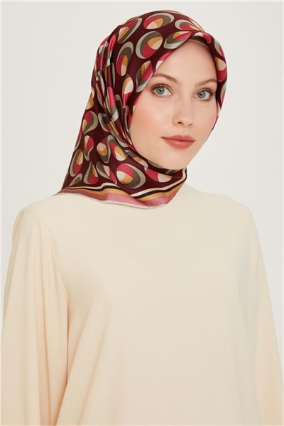 Armine Geometrik Desenli Sura Saf İpek Eşarp 9219D 05 37