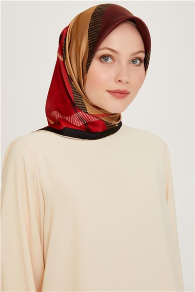 Armine Geometrik Desenli Sura Saf İpek Eşarp 9206D 31