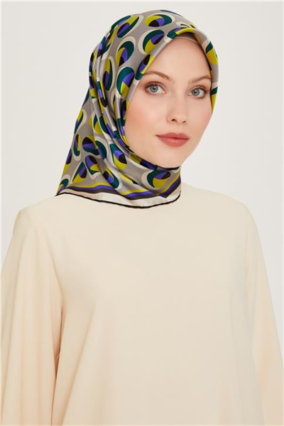 Armine Geometrik Desenli Sura Saf İpek Eşarp 9219D 05 82