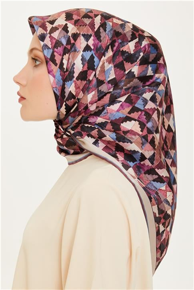 Armine Geometrik Desenli Sura Saf İpek Eşarp 9214D 83