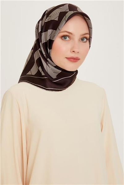 Armine Geometrik Desenli Sura Saf İpek Eşarp 9255D 83