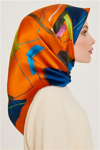 Armine Geometrik Desenli Sura Saf İpek Eşarp 9241D 82 81