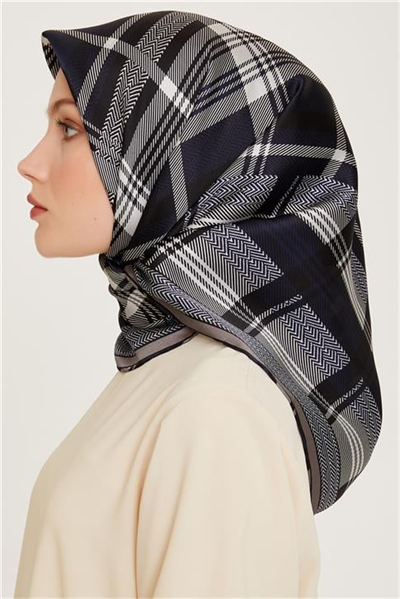 Armine Geometrik Desenli Sura Saf İpek Eşarp 9223D 33 53