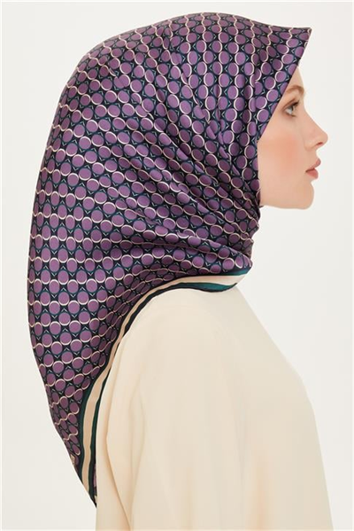 Armine Geometrik Desenli Sura Saf İpek Eşarp 9226D 81 83