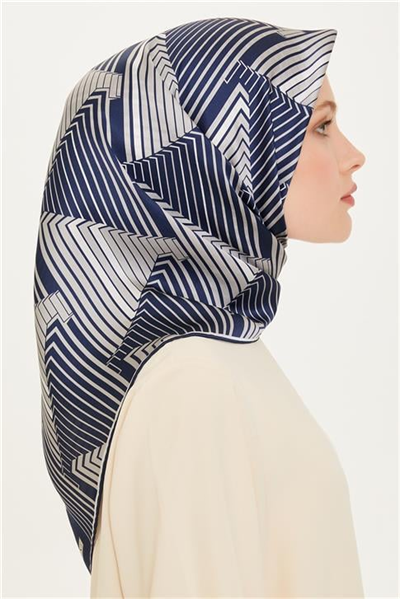 Armine Geometrik Desenli Sura Saf İpek Eşarp 9218D 03