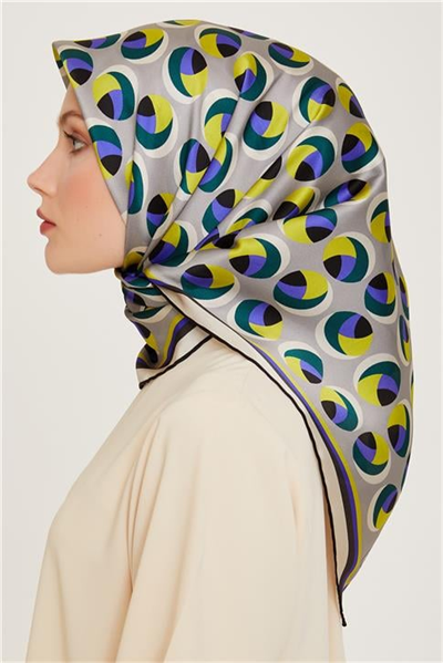 Armine Geometrik Desenli Sura Saf İpek Eşarp 9219D 05 82