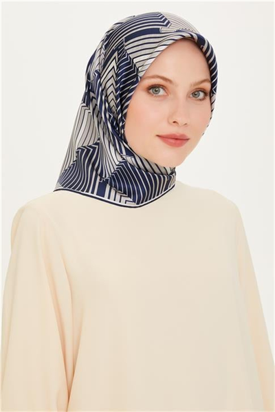 Armine Geometrik Desenli Sura Saf İpek Eşarp 9218D 03