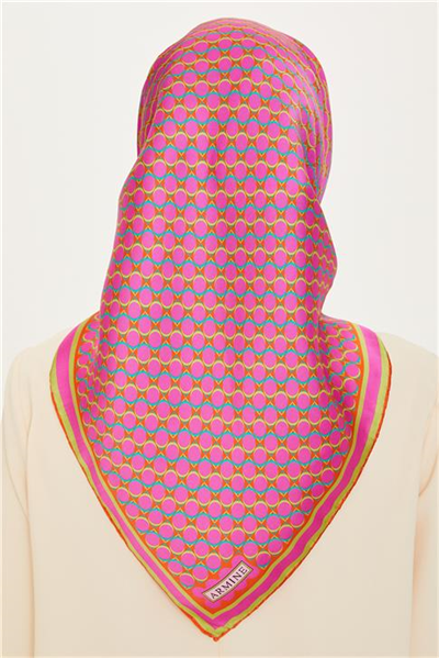Armine Geometrik Desenli Sura Saf İpek Eşarp 9226D 81 12
