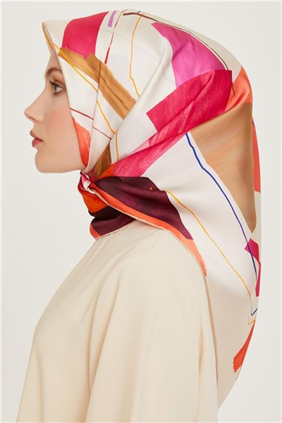 Armine Geometrik Desenli Sura Saf İpek Eşarp 9241D 82 35