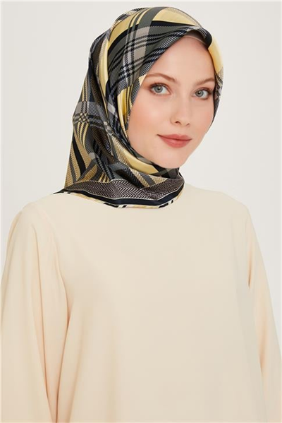 Armine Geometrik Desenli Sura Saf İpek Eşarp 9223D 33 31