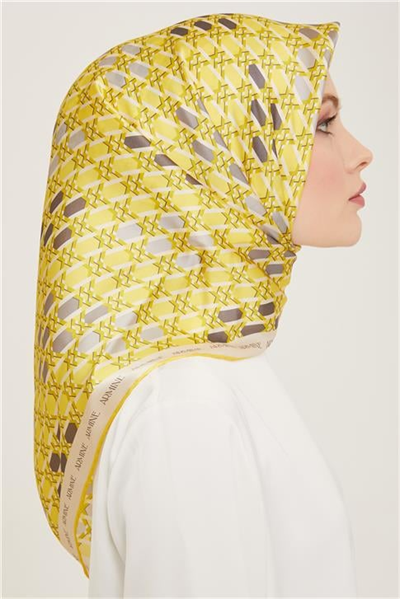 Armine Geometrik Desenli Twill İpek Eşarp 24Ya9144 37 83