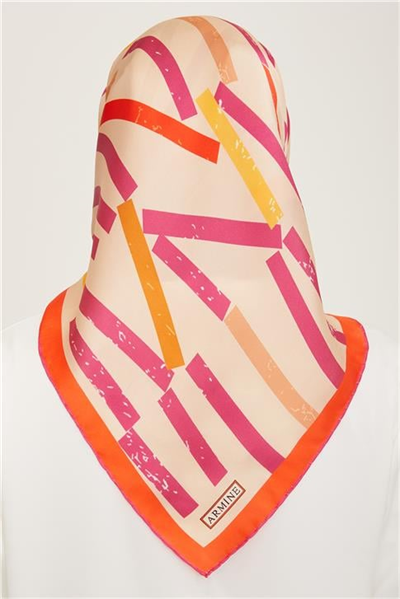 Armine Geometrik Desenli Twill İpek Eşarp 24Ya9101 2 50
