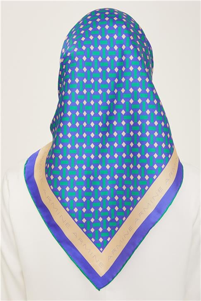 Armine Geometrik Desenli Twill İpek Eşarp 24Ya9151 4 80