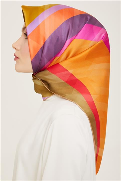 Armine Geometrik Desenli Twill İpek Eşarp 24Ya9137 55 02