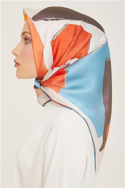 Armine Geometrik Desenli Twill İpek Eşarp 24Ya9125 83 05