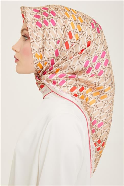 Armine Geometrik Desenli Twill İpek Eşarp 24Ya9144 37 32