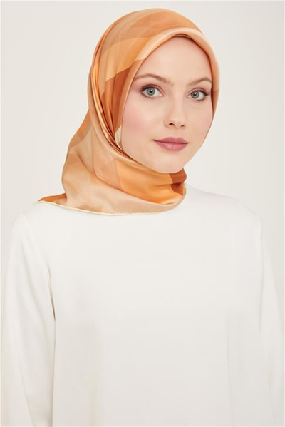 Armine Geometrik Desenli Twill İpek Eşarp 24Ya9137 55 55