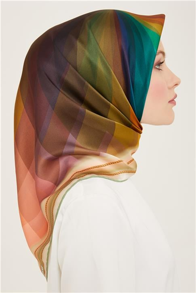 Armine Geometrik Desenli Twill İpek Eşarp 24Ya9113 33