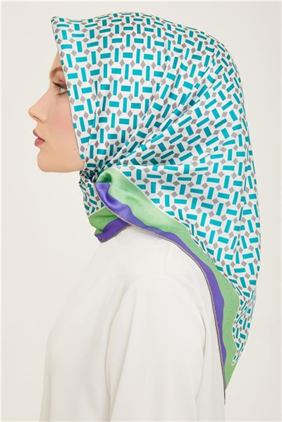 Armine Geometrik Desenli Twill İpek Eşarp 24Ya9151 4 51