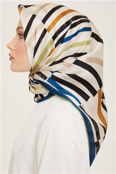 Armine Geometrik Desenli Twill İpek Eşarp 24Ya9101 2 85