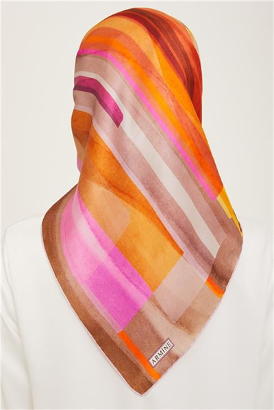 Armine Geometrik Desenli Twill İpek Eşarp 24Ya9147 36 36