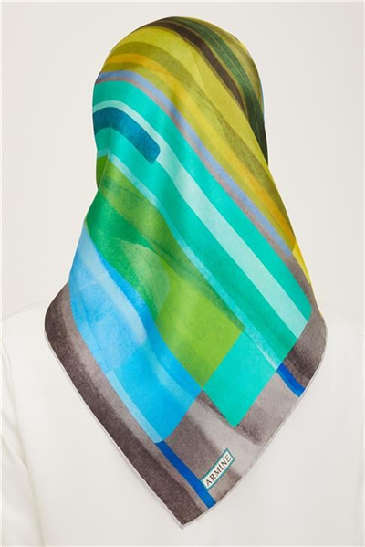 Armine Geometrik Desenli Twill İpek Eşarp 24Ya9147 36 53