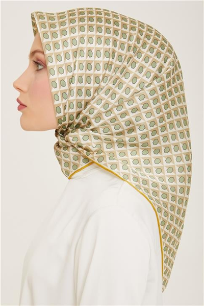 Armine Geometrik Desenli Twill İpek Eşarp 24Ya9109 53 33