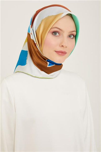Armine Geometrik Desenli Twill İpek Eşarp 24Ya9125 83 34