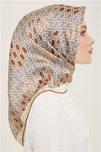 Armine Geometrik Desenli Twill İpek Eşarp 24Ya9144 37 50