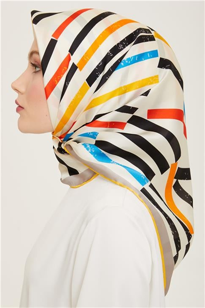 Armine Geometrik Desenli Twill İpek Eşarp 24Ya9101 2 09