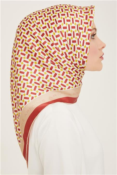 Armine Geometrik Desenli Twill İpek Eşarp 24Ya9151 4 53