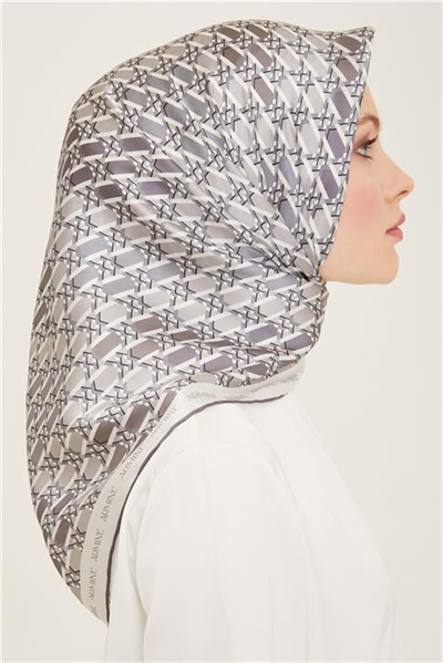 Armine Geometrik Desenli Twill İpek Eşarp 24Ya9144 37 04