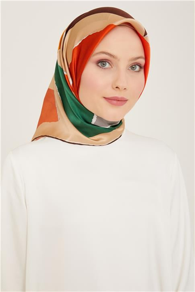 Armine Geometrik Desenli Twill İpek Eşarp 24Ya9125 83 81