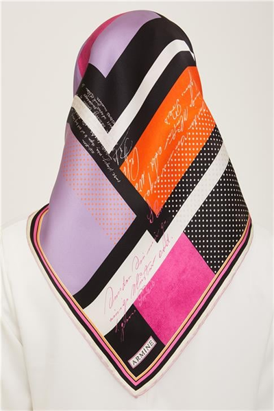 Armine Geometrik Desenli Twill İpek Eşarp 24Ya9138 2 36