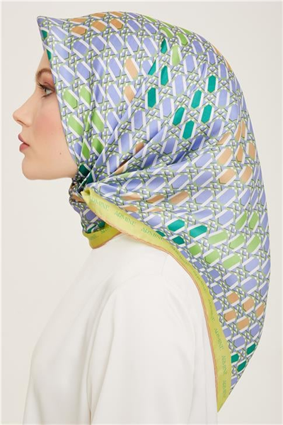 Armine Geometrik Desenli Twill İpek Eşarp 24Ya9144 37 55