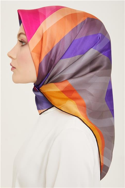 Armine Geometrik Desenli Twill İpek Eşarp 24Ya9137 55 34
