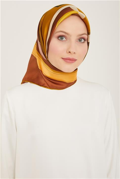 Armine Geometrik Desenli Twill İpek Eşarp 24Ya9122 55 56