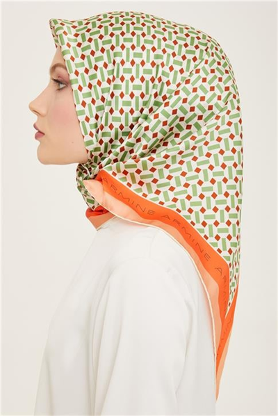 Armine Geometrik Desenli Twill İpek Eşarp 24Ya9151 4 34