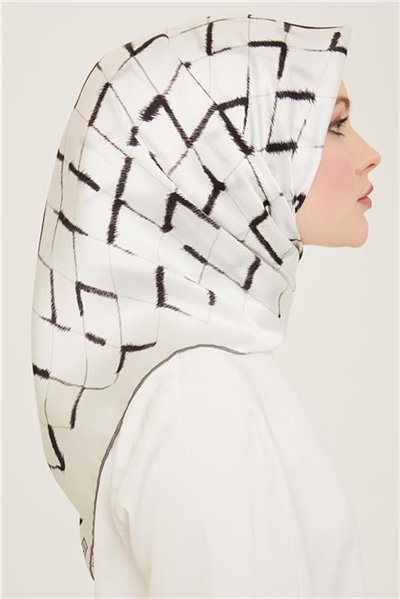 Armine Geometrik Desenli Twill İpek Eşarp 24Ya9162 31