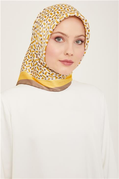 Armine Geometrik Desenli Twill İpek Eşarp 24Ya9151 4 02