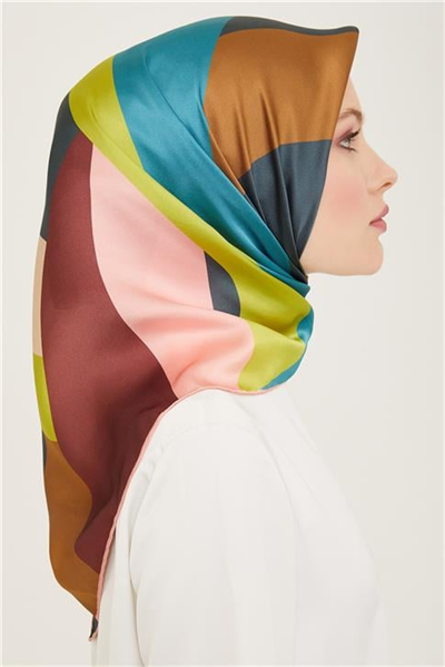 Armine Geometrik Desenli Twill İpek Eşarp 24Ya9148 31 81