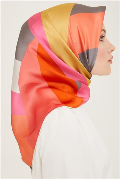 Armine Geometrik Desenli Twill İpek Eşarp 24Ya9148 31 55