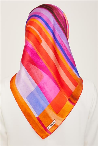 Armine Geometrik Desenli Twill İpek Eşarp 24Ya9147 36 50