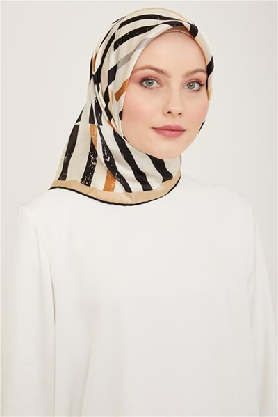 Armine Geometrik Desenli Twill İpek Eşarp 24Ya9101 2 84