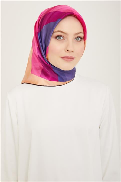 Armine Geometrik Desenli Twill İpek Eşarp 24Ya9137 55 34