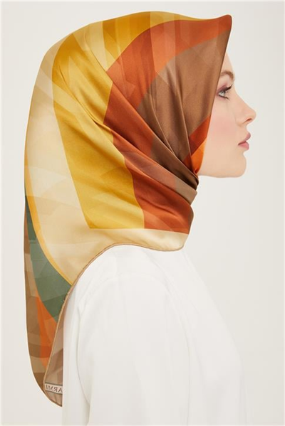 Armine Geometrik Desenli Twill İpek Eşarp 24Ya9137 55 01